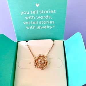 Roge gold rhinestone rose necklace- Origami Owl